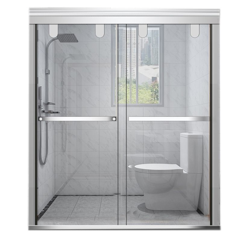 Single Sliding Semi-Frameless Shower Doors Tempered Clear Shower Door