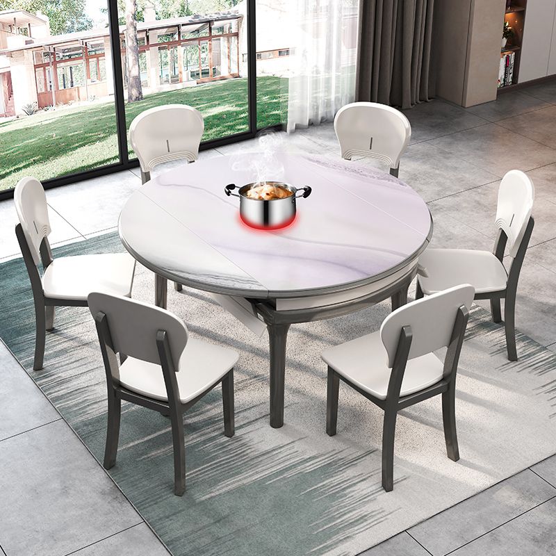 Modern Scalable Stone Dining Table Rubber Base for Dining Room