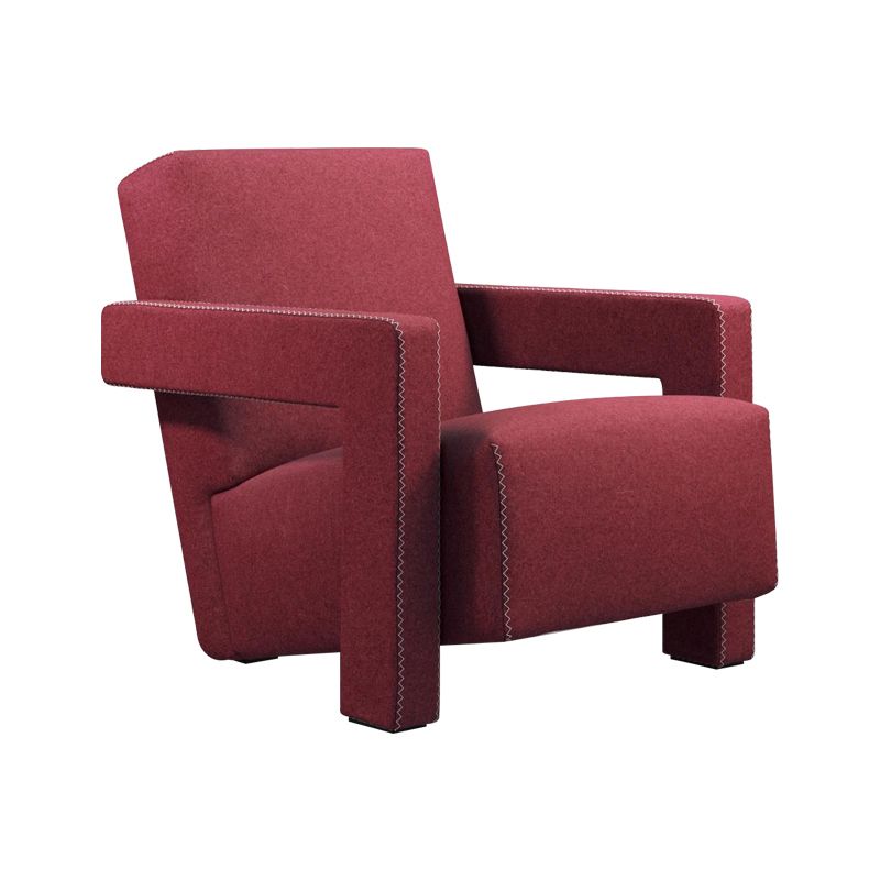 Solid Color Lounge Chair Living Room Square Arms Armchair with Legs