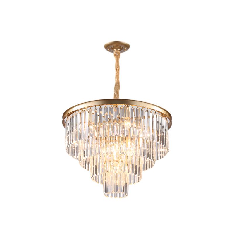 Zwart/goud verstelbare taps toelopende kroonluchter lamp Minimalistisch 6/9/15-licht kristal hangerverlichting, 19,5 "/23.5" /31,5 "W