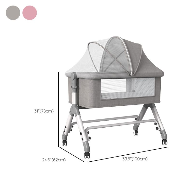 Rectangle Metal Bedside Crib Gliding and Rocking Crib Cradle for Baby