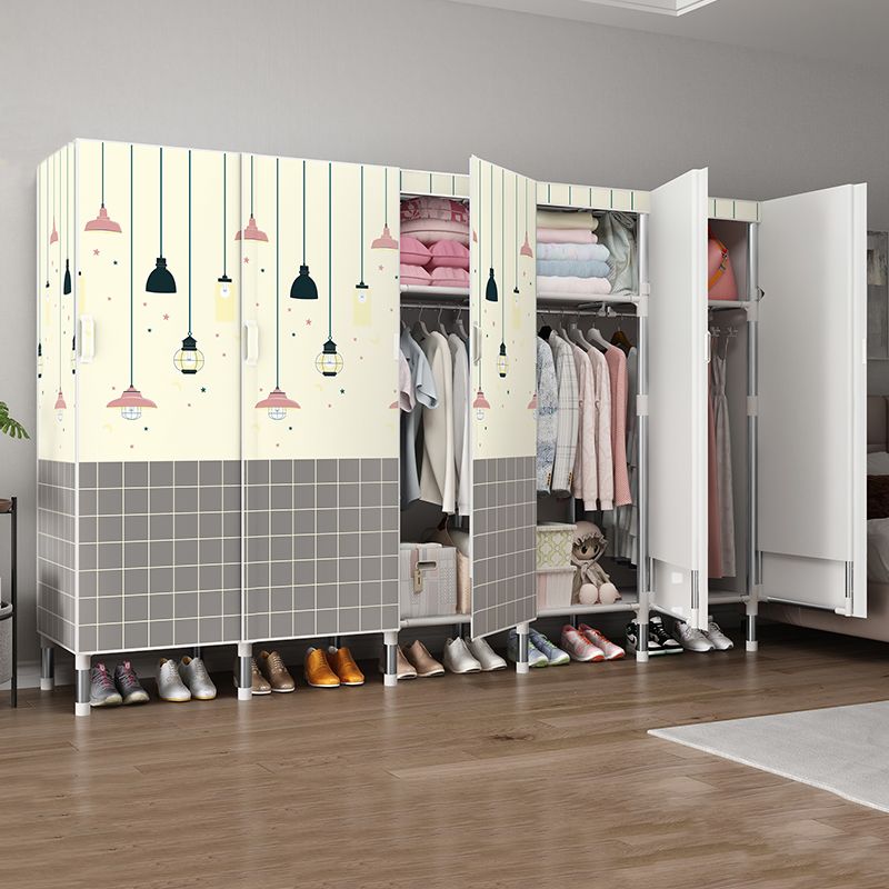 Hinged Wardrobe Armoire Modern with Legs Steel Wardrobe Closet for Home