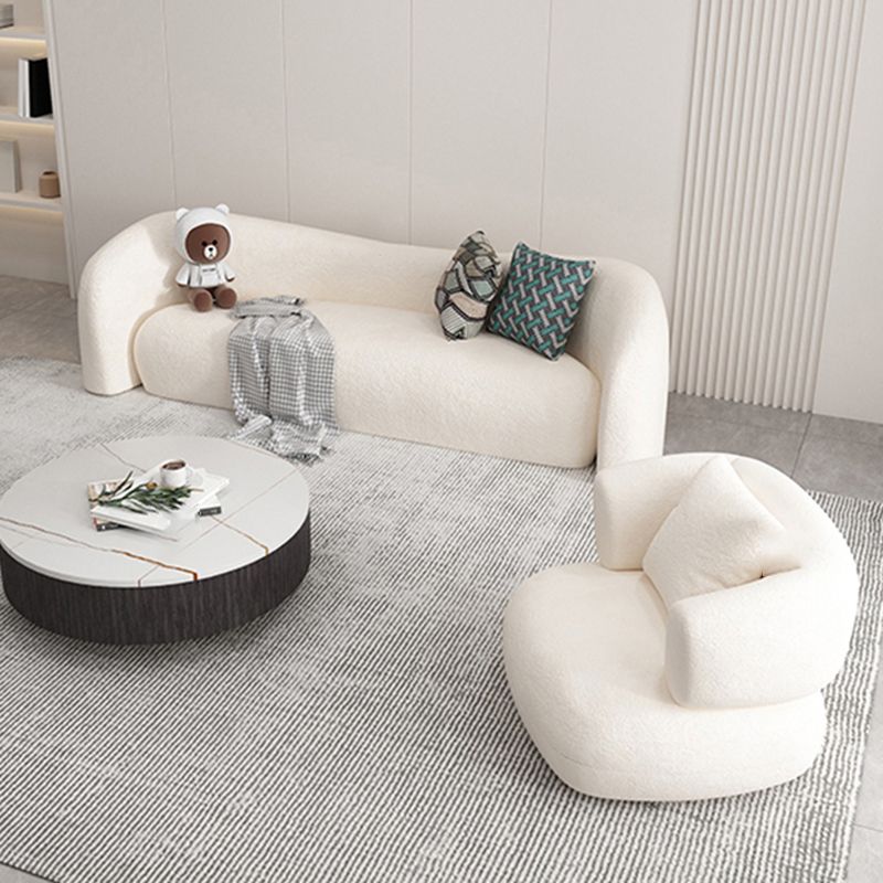 Wool Contemporary Sloped Arm Sofa Curved Sofa for Living Room, Apartment