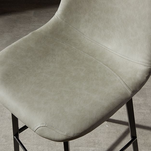 Industrial Metal Barstool Leather Low Back Stool with Cushion