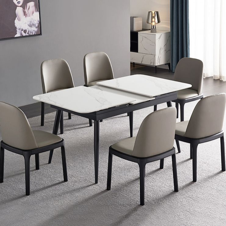 Stone Extendable Dining Site Table Industrial Style Rectangle Dining Table for Home