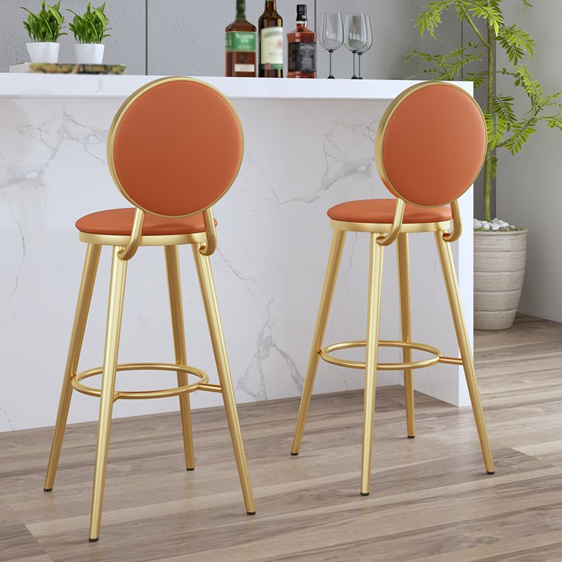 Glam Jewelry Shop PU Leather Stool Orange Footrest Low Back Stool