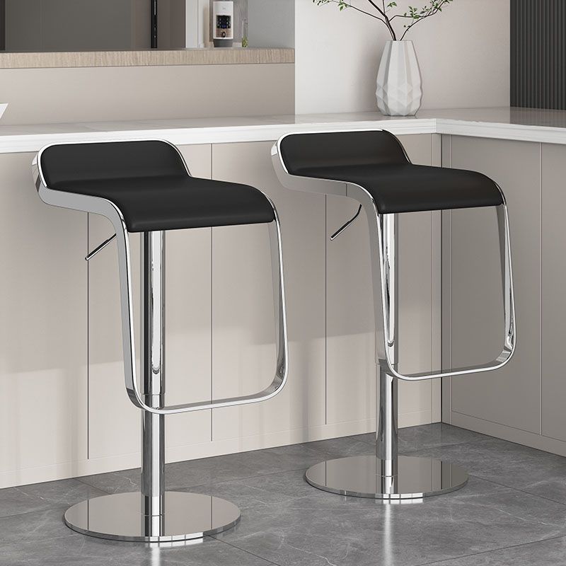 Faux Leather Bar Stools Adjustable Height Swivel Barstools with Footrest