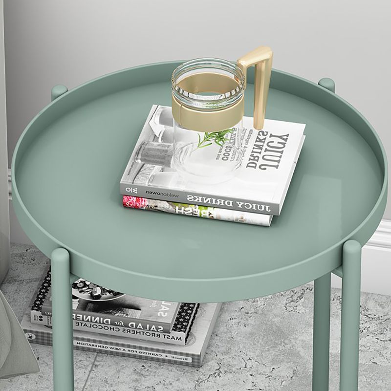 Mid-Century Metal Corner Table Tray Top Round Side End Table