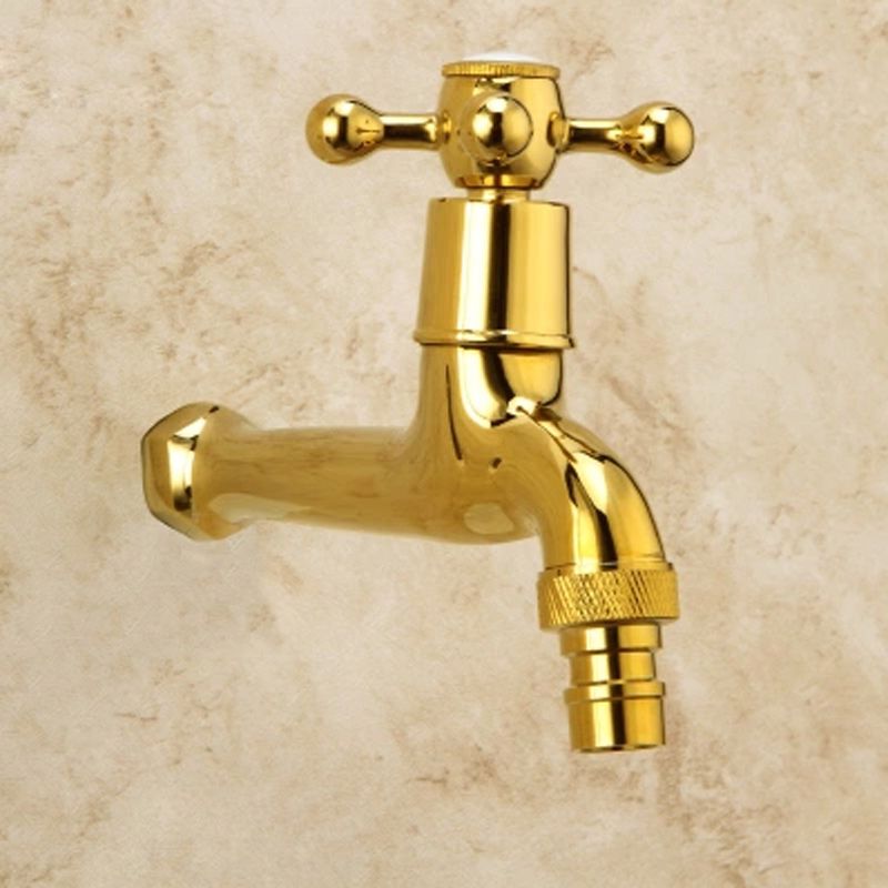 Glam Wall Mounted Bathroom Faucet Cross Handle Low Arc Circular Vessel Faucet