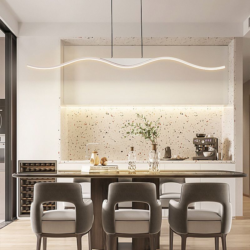 White Linear Kitchen Island Lighting Metal Square Ceiling Light for Living Room