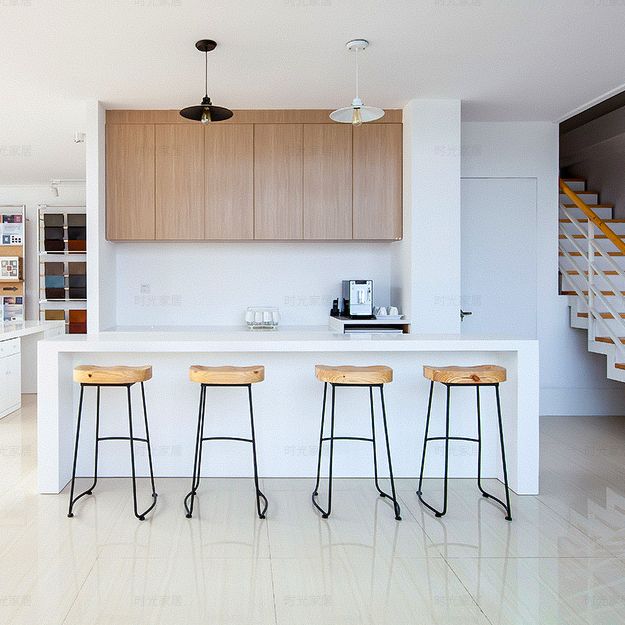 Modern Armless Backless Counter Stool Iron Bar Stool with Pedal