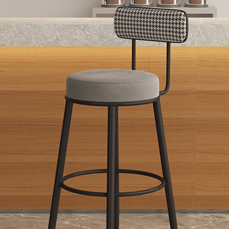 Scandinavian Velvet Footrest Bar Stool Matte Finish Low Back Home Stool
