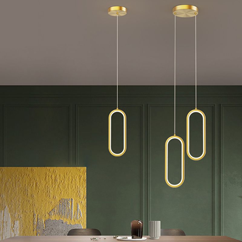 Linear Shape Hanging Light Modern Style Metal Hanging Lighting for Bedside