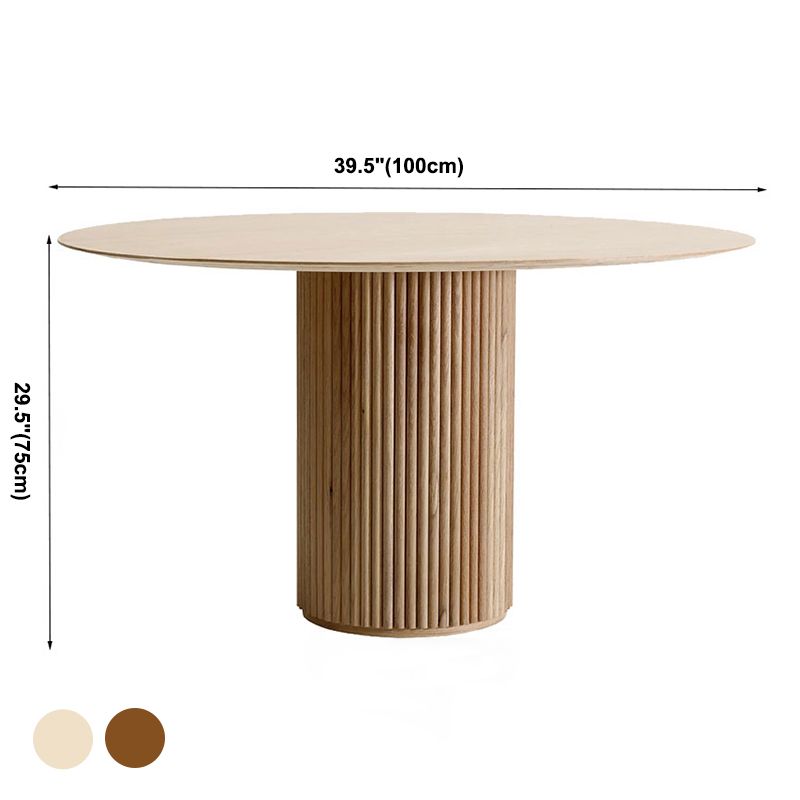 Contemporary Round Dining Table Ash Solid Wood Table with Pedestal Base for Home Kitchen Dinner