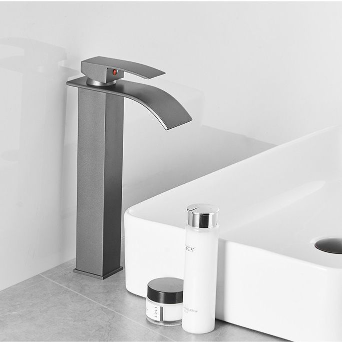 Modern Bathroom Sink Faucet Waterfall Spout Lever Handle Brass Sink Faucet