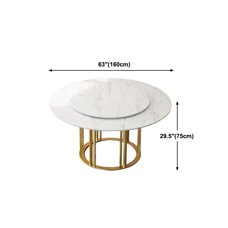 Round Sintered Stone Dining Table Traditional Luxury Dining Table with Gold Base