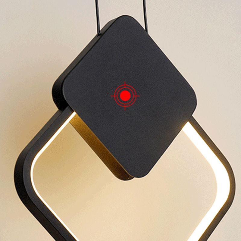 Moderne minimalistische LED -hanglampje Smeedijzeren geometrische hanglamp met acrylschaduw