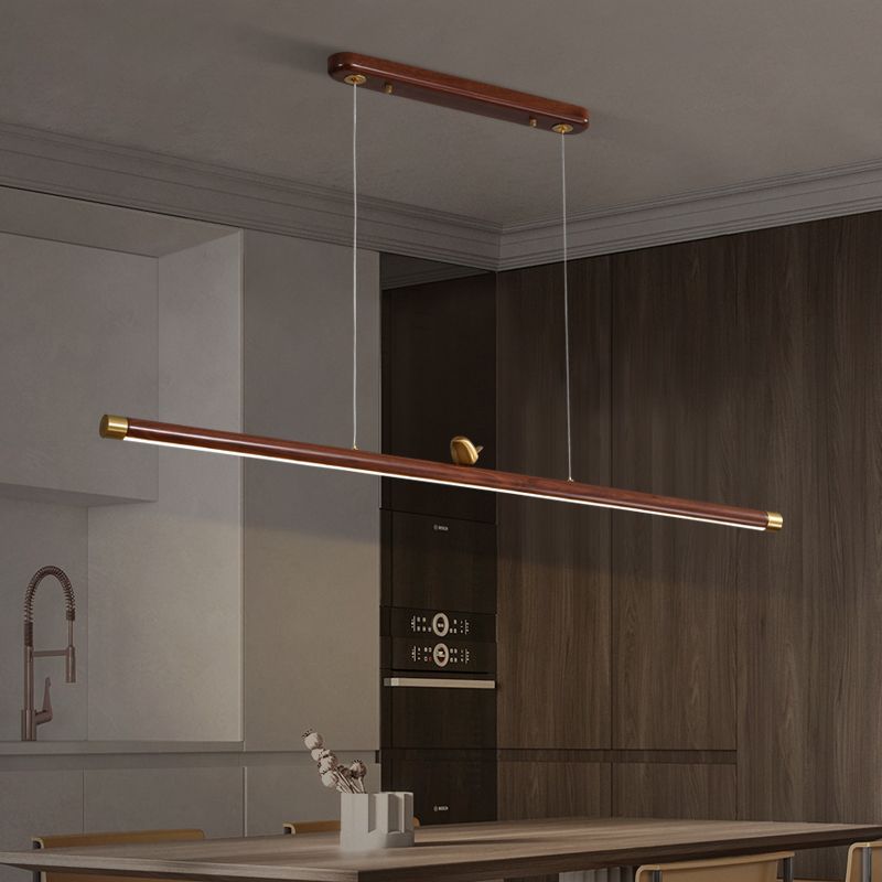 Modern Pendant Lighting Island Spherical Hanging Island Light Wood 1-Light