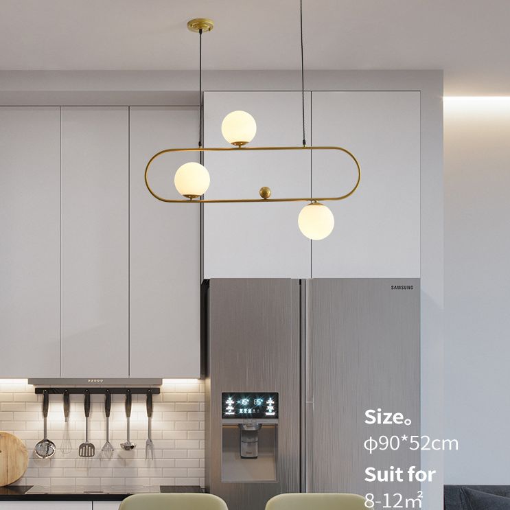 Modern Minimalism Ellipse Shape Island Pendant Lighting Globe Glass Island Ceiling Light for Living Room