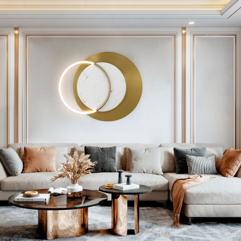 Metall runde Schattenwandbeleuchtung moderner Stil 1 Leichtem Wandleuchte in Messing