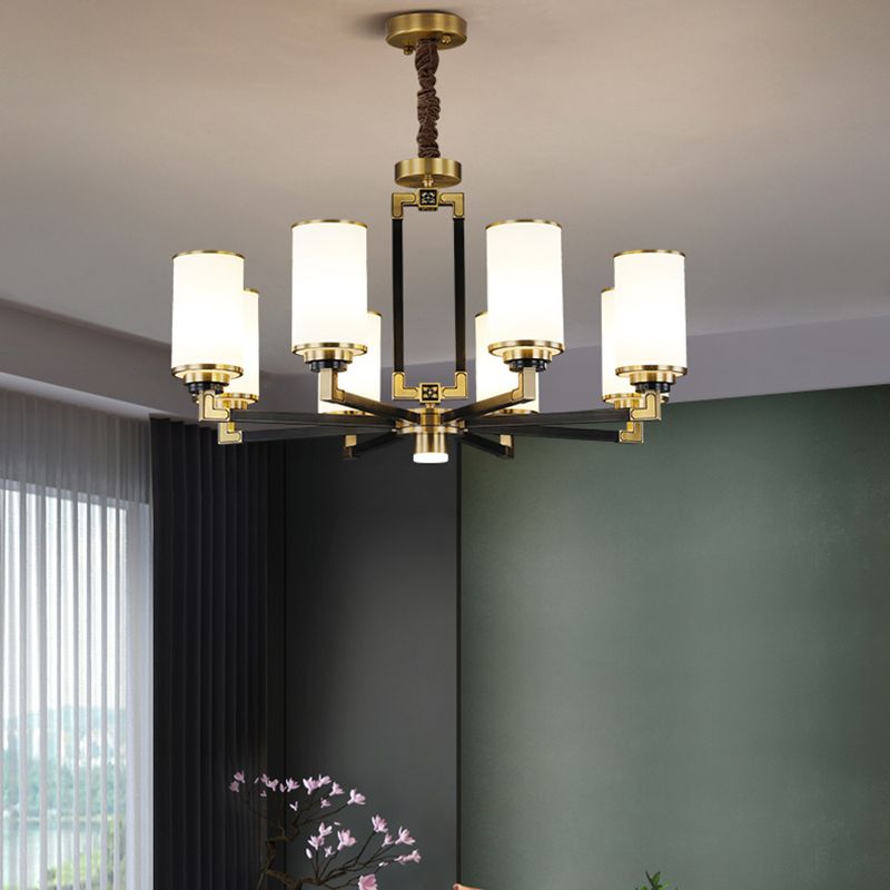 Witte glazen cilinder plafond hanger moderne stijl multi -lights kroonluchter verlichting