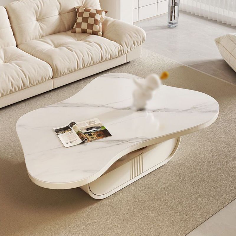 Modern Coffee Table Free Form Single Coffee Table with Storage Drawers
