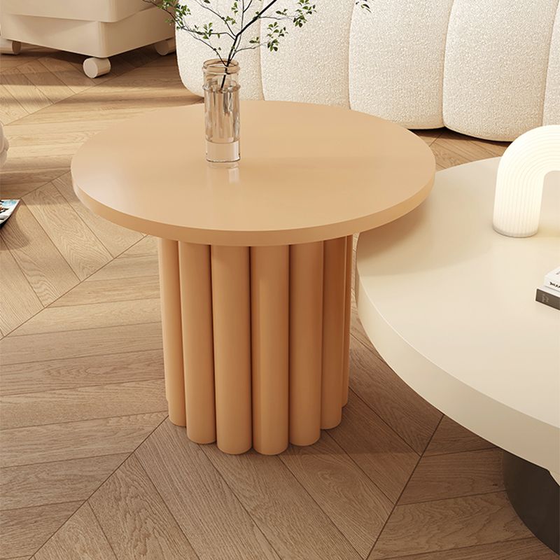 Contemporary Coffee Table Wooden Pedestal Round Coffee Cocktail Table