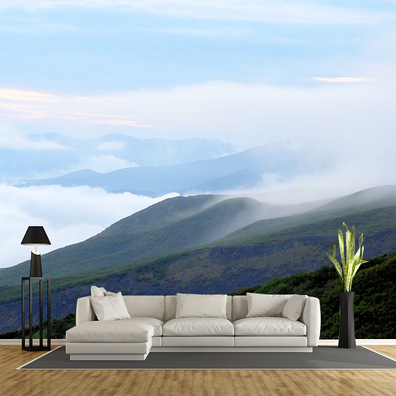 Quiet Mountain View Mural for Living Room Decoration Moisture Resistant, Custom Size Available