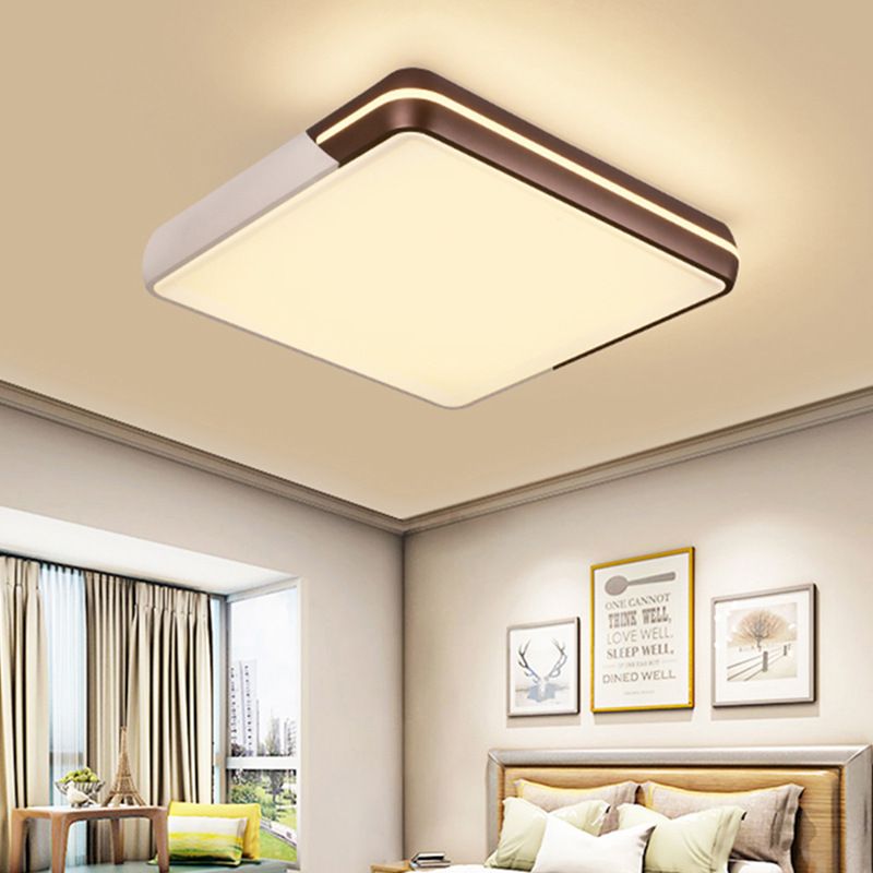 Minimalist Rectangular LED Flush Mount Light 19"/23"/25.5" W Acrylic Living Room Ceiling Lamp in Warm/White Light