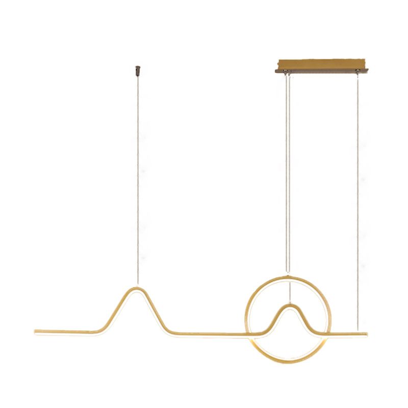 Metal Linear Shade Island Pendant Modern Style 2 Light Island Lighting for Dining Room
