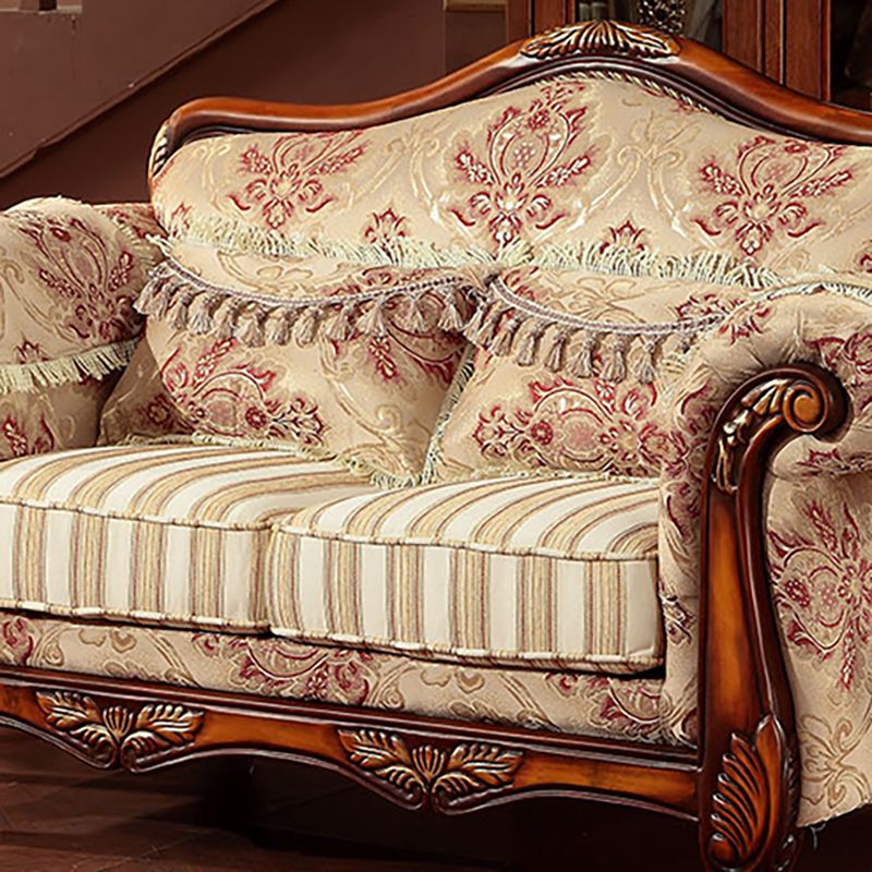Modern Cotton Blend Rolled Arm Curved Sofa with Camel Back for Apartment
