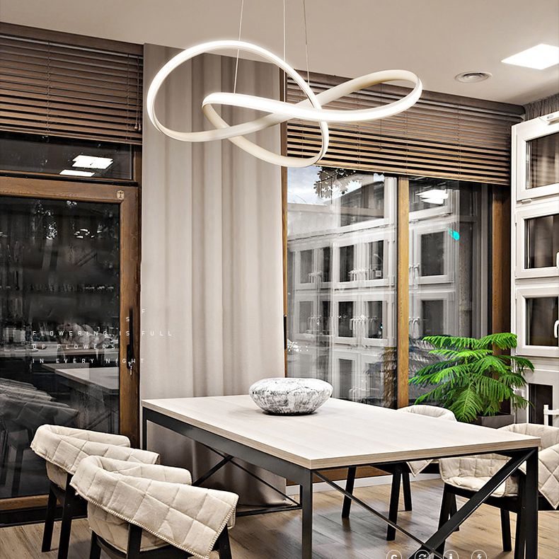 Acrylic Linear LED Hanging Lamp in Modern Simplicity Metal Pendant Light for Dining Room