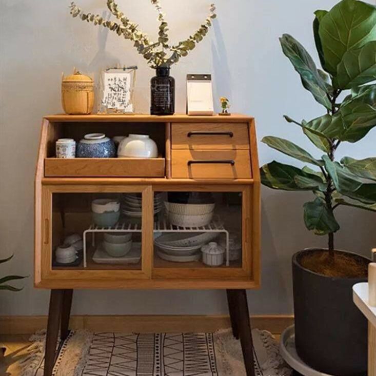 2 Doors 3 Drawers Sideboard Wood Simple Cupboard for Living Room