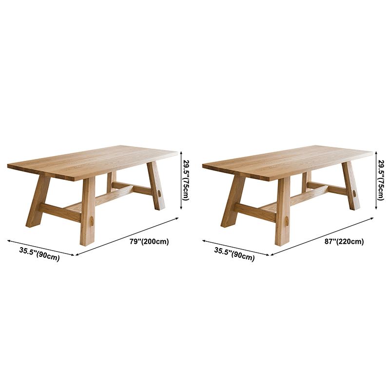 Table rectangulaire en bois massif, Table à manger moderne en nature avec base à tréteaux pour Restaurant