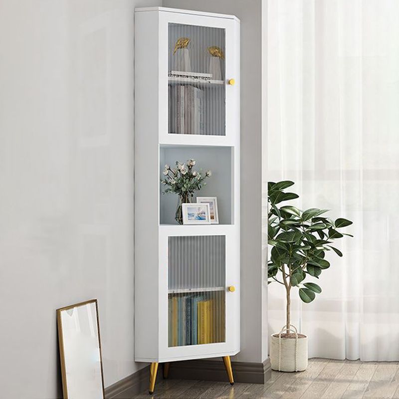Corner Wood Accent Cabinet with 2 Door Contemporary Side Cabinet