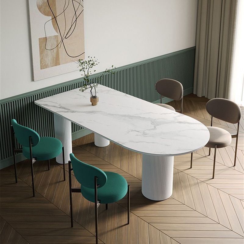 Sintered Stone Top Free Form White Table for Restaurant Modern Dining Table with 3 Legs