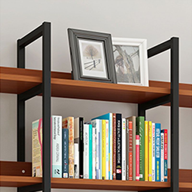 Contemporary Metal and Wooden Bookshelf Open Shelf Bookcase with Shelves