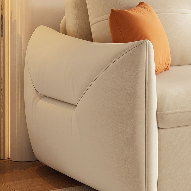 35" Wide Scandinavian Sofa Futon White Sleeper Sofa with Storage