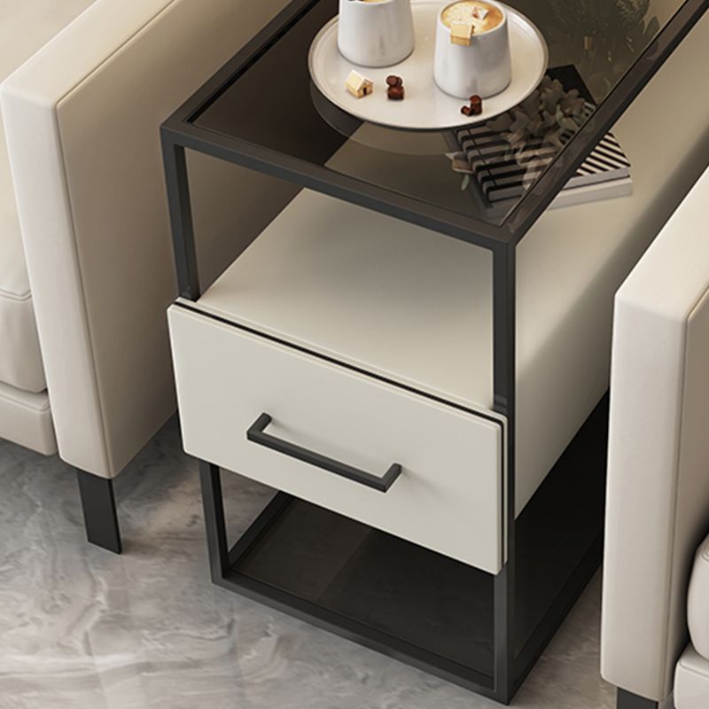 Modernistic Sofa Side Accent Table with Pedestal and 1 Drawer