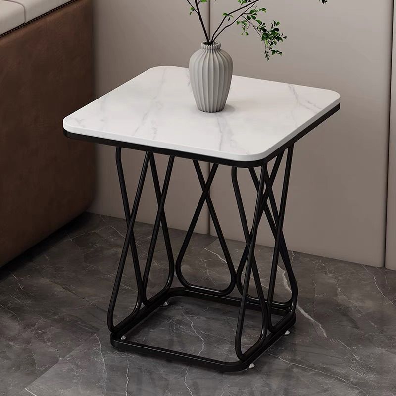 Frame Base Design Black/gold Metal Black White/white Marble Top Round Side Table