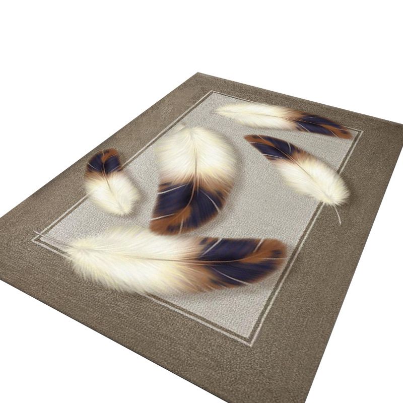 Gorgeous Grey Rug Polyester Feather Rug Washable Rug for Home Decor