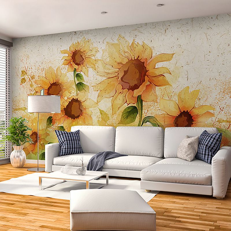 Whole Illustration Sunflower Wall Decor for Children's Bedroom, Customized Size Available