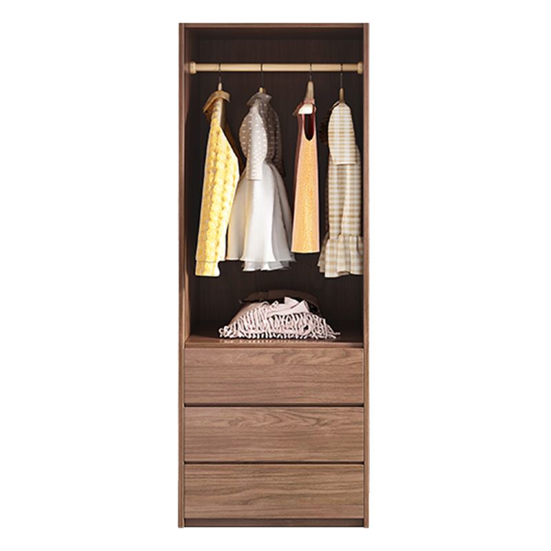 Wooden Wardrobe Armoire with Drawer Modern Hinged Wardrobe Closet