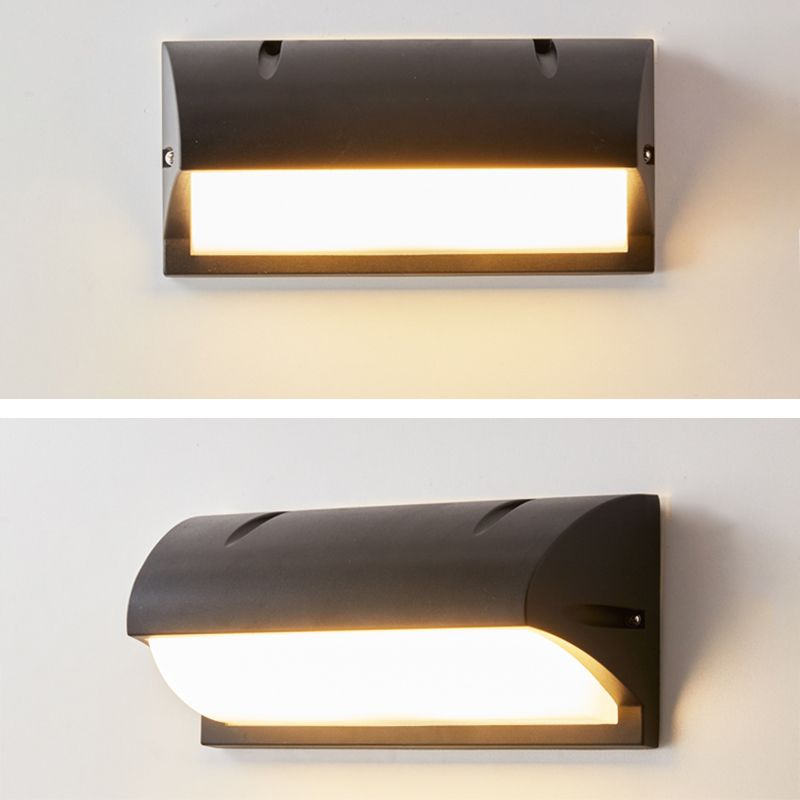Moderno semplice rettangolo a parete rettangolo montato a parete lampada da parete in alluminio a 1 luce per giardino