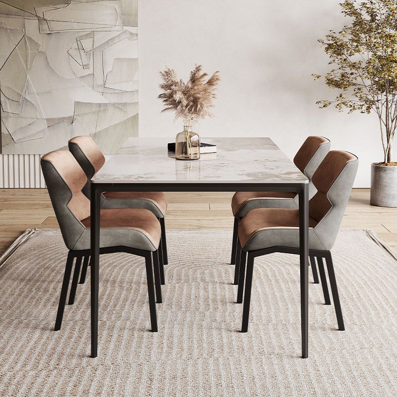Designer Style Rectangle Sintered Stone Dining Set 1/2/5/7 Pieces Dining Table with Chairs