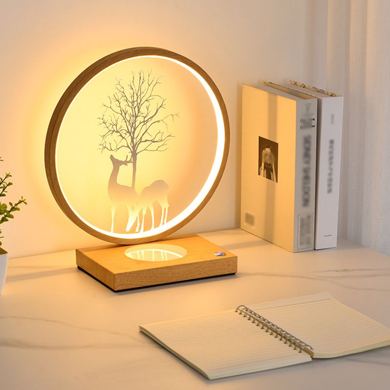 Lampada da scrivania a LED circolare in metallo contemporaneo lampada da tavolo a luce singola