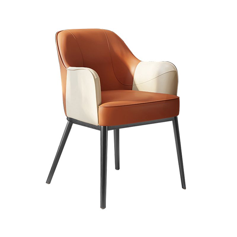 Industrial Style Arm Chair Faux Leather Dining Arm Chair for Bedroom