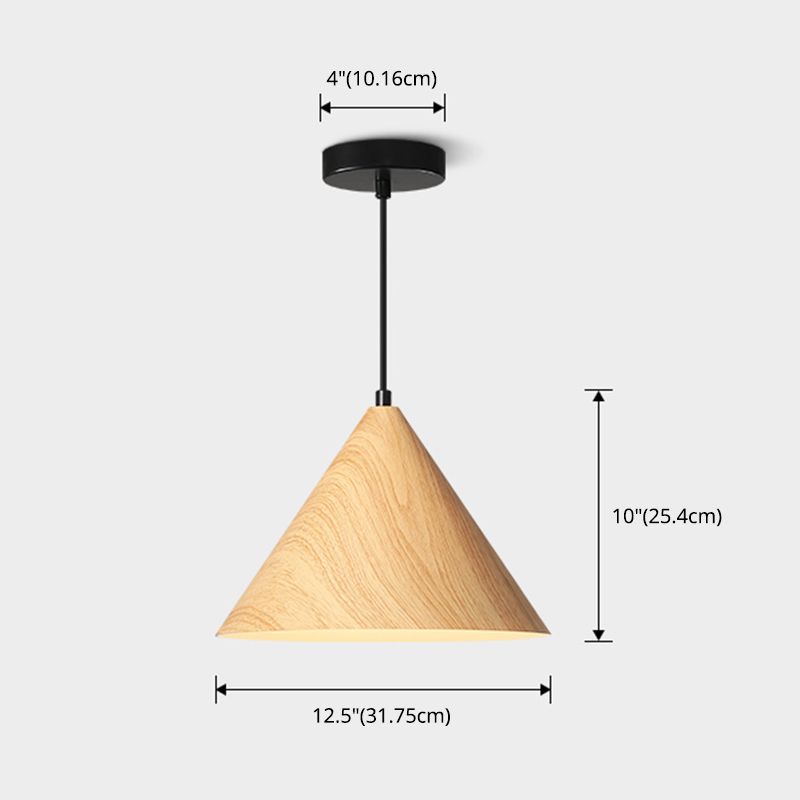 Bois moderne suspendu au plafond cône 1-Light Pendant Light pour salle à manger