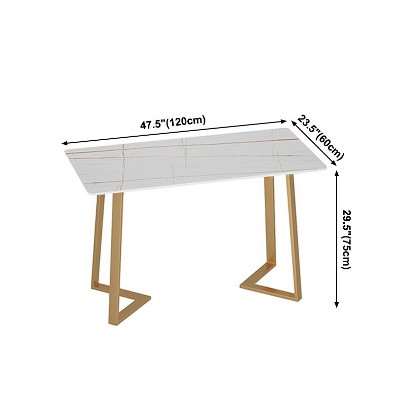 Traditional Luxury Dining Table White Sintered Stone Table with Metal Base