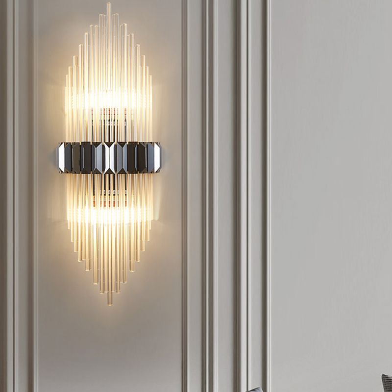 2 Light Unique Wall Sconce Postmodern Style Crystal Wall Lighting for Bedroom